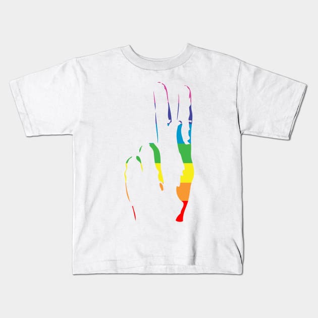 rainbow pride peace sign Kids T-Shirt by chromatosis